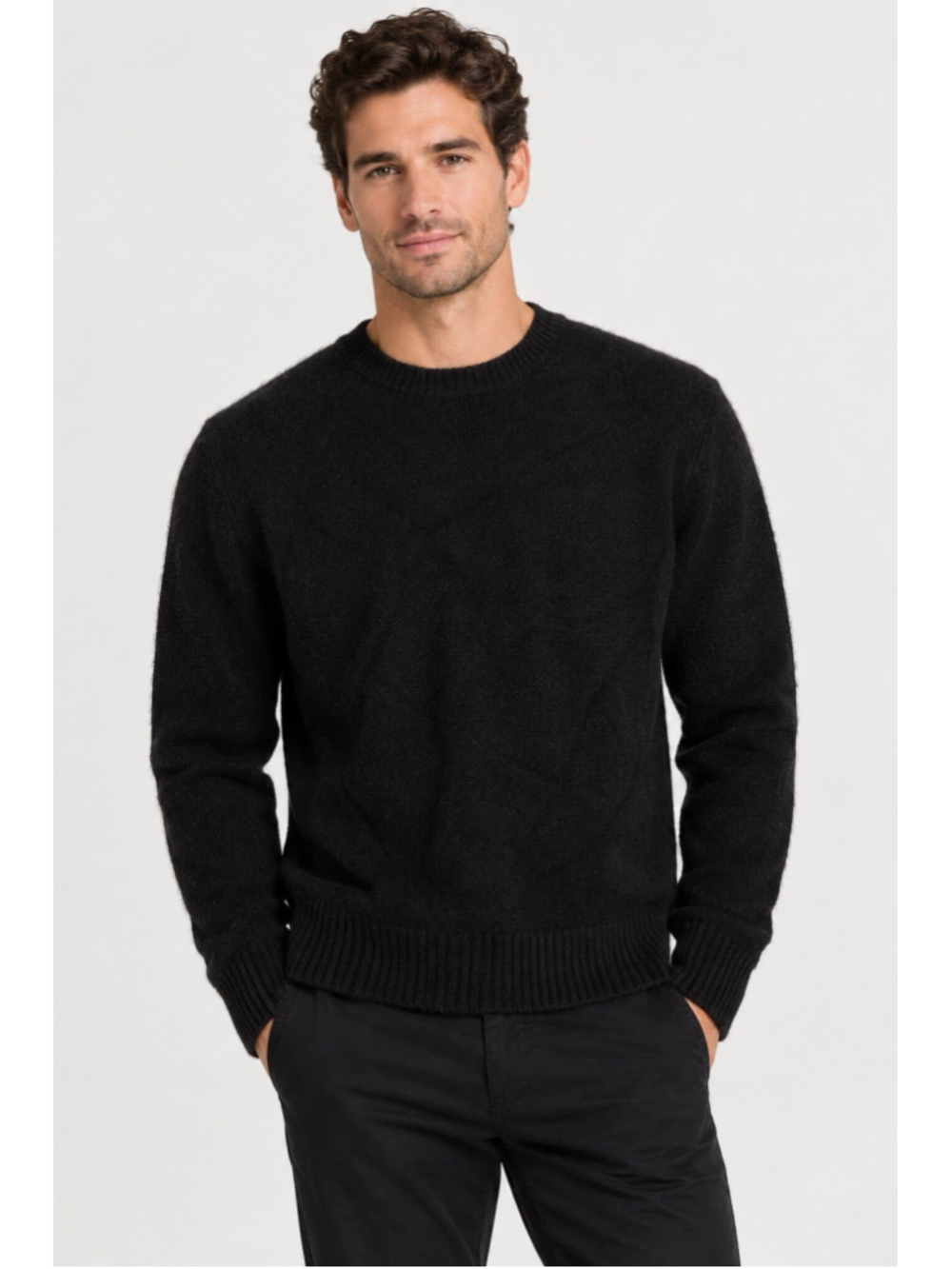 J. Crew Merino Wool Sweater Men M Black Pullover Crew Neck Preppy Minimalist